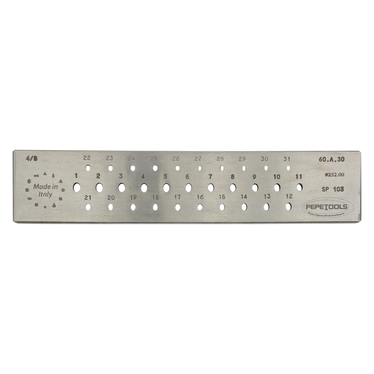 Oval Wire Drawplate, 6mm - 3mm, 31 Holes, Hardened Steel