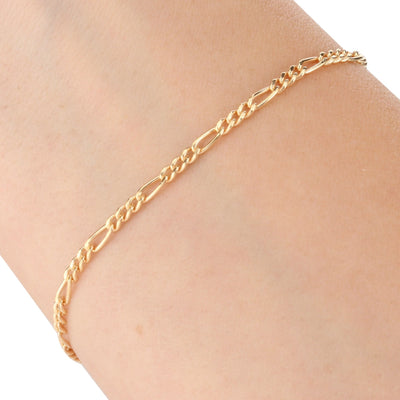 Figaro 2MM, 3+1, Flat Links, 14/20 Gold Fill, Chain for Permanent Jewelry, "Lola"