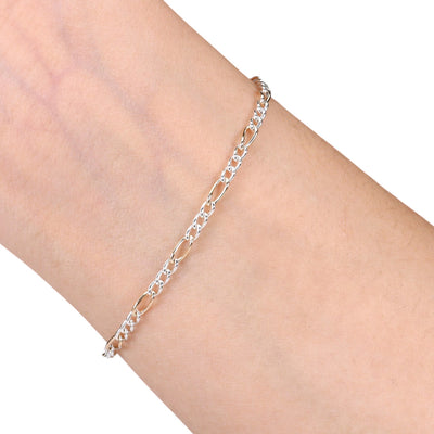 Mixed Metal Figaro, 3 Silver Short Links + 1 Gold Fill Long, 2.6MM - "Alice" (5ft spool)