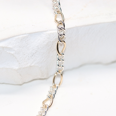 Mixed Metal Gold Fill + Silver Figaro Chain for Permanent Jewelry
