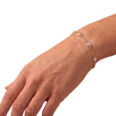 Silver Bubble Hearts on Gold-Fill Cable | Two-Tone (By the Foot)