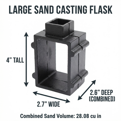 Large Sand Casting Flask - Cast Iron, 4 Pins, 4" x 2.7" x 2.6"